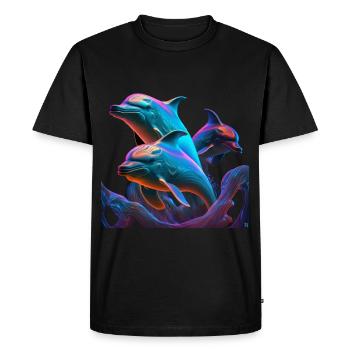 Blue dolphin playing - Men's Premium Organic T-Shirt - black - Front - Nico (187cm)