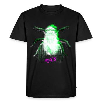 Envolez-vous dans le design sérigraphié, entre punk et pop - T-shirt Premium bio Homme - noir - Devant - Nico (187cm)