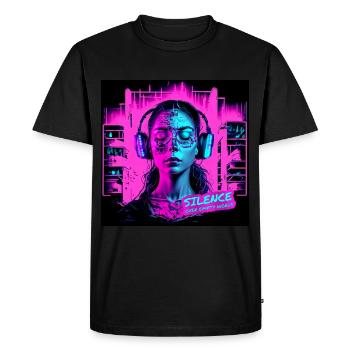 Silence sur des mots vides de sens Écho au néon - T-shirt Premium bio Homme - noir - Devant - Nico (187cm)