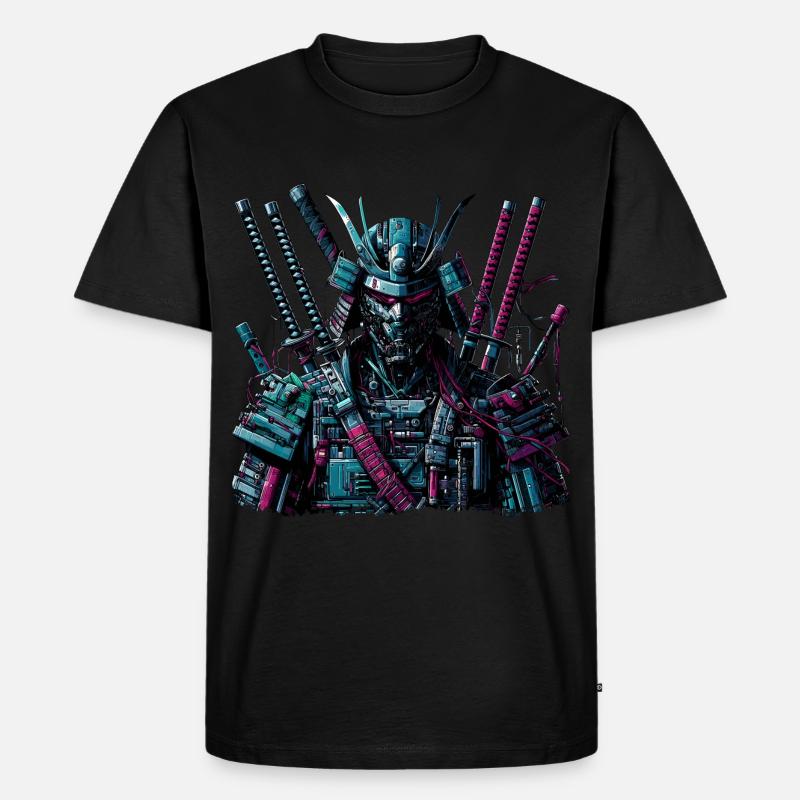 Cyborg Samurai - Männer Premium Bio T-Shirt - Schwarz