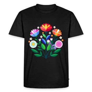 Subtile Bi Pride Blumen - Männer Premium Bio T-Shirt - Schwarz - Vorne - Nico (187cm)