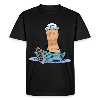 Cacahuète maritime capitaine marin Ahoy Nut bateau - T-shirt Premium bio Homme - noir - Devant - Nico (187cm)
