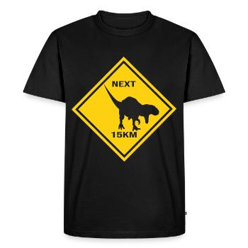 Allosaurus Road Sign Design, Attention Dinos - Men's Premium Organic T-Shirt - black - Front - Nico (187cm)