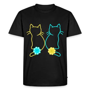 Cat Spring Flower Cats Retro Vintage 80s - Men's Premium Organic T-Shirt - black - Front - Nico (187cm)