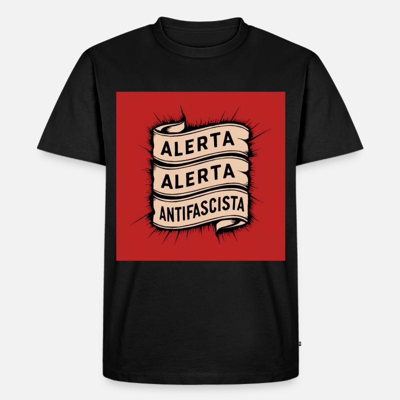 Alerta Antifaschist - Männer Premium Bio T-Shirt - Schwarz