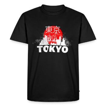 Tokyo Japon Asie Ville Skyline Police Grunge - T-shirt Premium bio Homme - noir - Devant - Nico (187cm)
