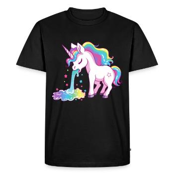 Licorne Vomir Arc-en-ciel Coloré Coloré Drôle - T-shirt Premium bio Homme - noir - Devant - Nico (187cm)
