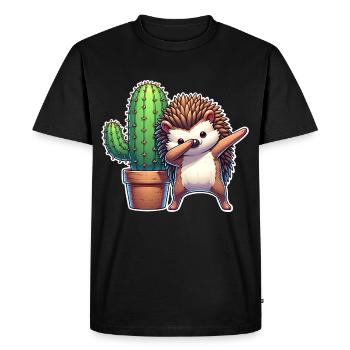 Hedgehog Cactus - Men's Premium Organic T-Shirt - black - Front - Nico (187cm)