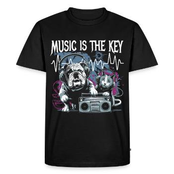 la musique est la clé de l’amour des animaux entre les chiens et les chats - T-shirt Premium bio Homme - noir - Devant - Nico (187cm)