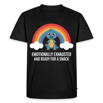 Collation arc-en-ciel émotionnelle dinosaure - T-shirt Premium bio Homme - noir - Devant - Nico (187cm)