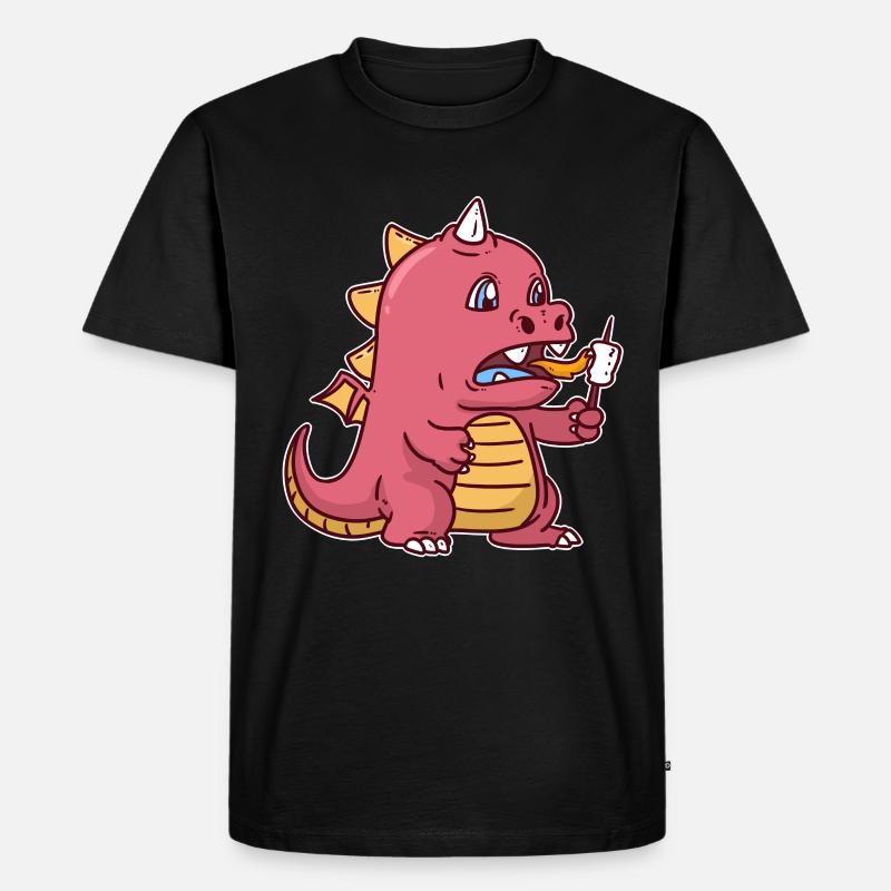 Drachen Drache Marshmallow - Männer Premium Bio T-Shirt - Schwarz