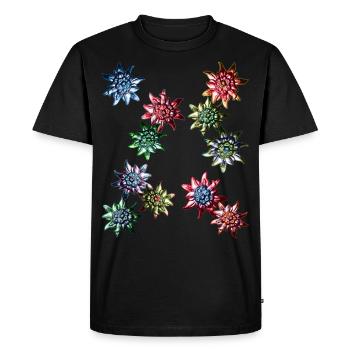 Costume design with colorful Edelweiss / - Men's Premium Organic T-Shirt - black - Front - Nico (187cm)
