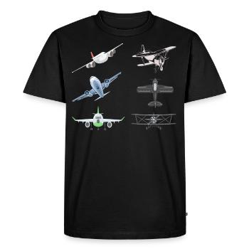 Model flying with passion and fun for fans - Men's Premium Organic T-Shirt - black - Front - Nico (187cm)
