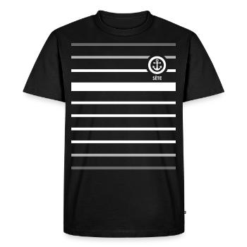 Marinière et médaillon ancre blancs Sète - T-shirt Premium bio Homme - noir - Devant - Nico (187cm)