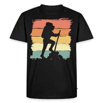 Randonnée Trekking rétro - T-shirt Premium bio Homme - noir - Devant - Nico (187cm)
