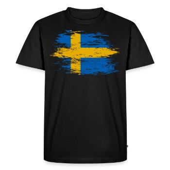 Drapeau de la Suède utilisé - T-shirt Premium bio Homme - noir - Devant - Nico (187cm)
