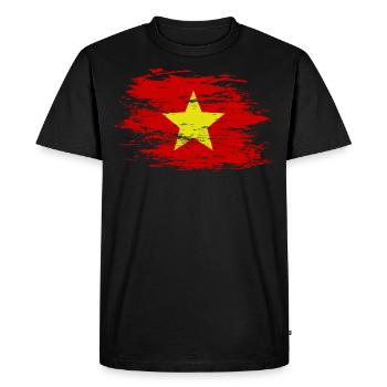 Drapeau du Vietnam utilisé - T-shirt Premium bio Homme - noir - Devant - Nico (187cm)