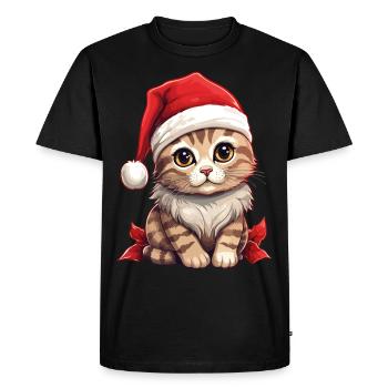 Chat Noël Chat De Noël Mignon Joyeux Catmas - T-shirt Premium bio Homme - noir - Devant - Nico (187cm)