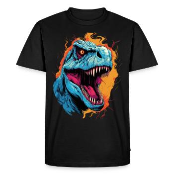 T-Rex Dinosaur Dino Tyrannosaurus Rex Vintage - Men's Premium Organic T-Shirt - black - Front - Nico (187cm)