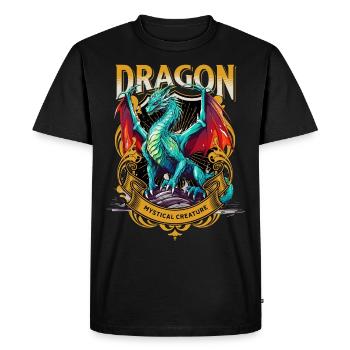dragon, fantasy, magic, mysticism, mythology, creature - Men's Premium Organic T-Shirt - black - Front - Nico (187cm)