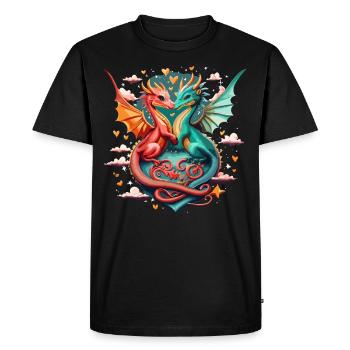 Dragon Hearts – Romance magique - T-shirt Premium bio Homme - noir - Devant - Nico (187cm)