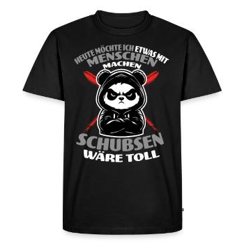 Panda veut faire quelque chose avec les humains - T-shirt Premium bio Homme - noir - Devant - Nico (187cm)