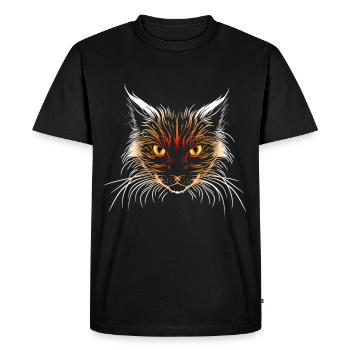 Tête de chat orange - T-shirt Premium bio Homme - noir - Devant - Nico (187cm)
