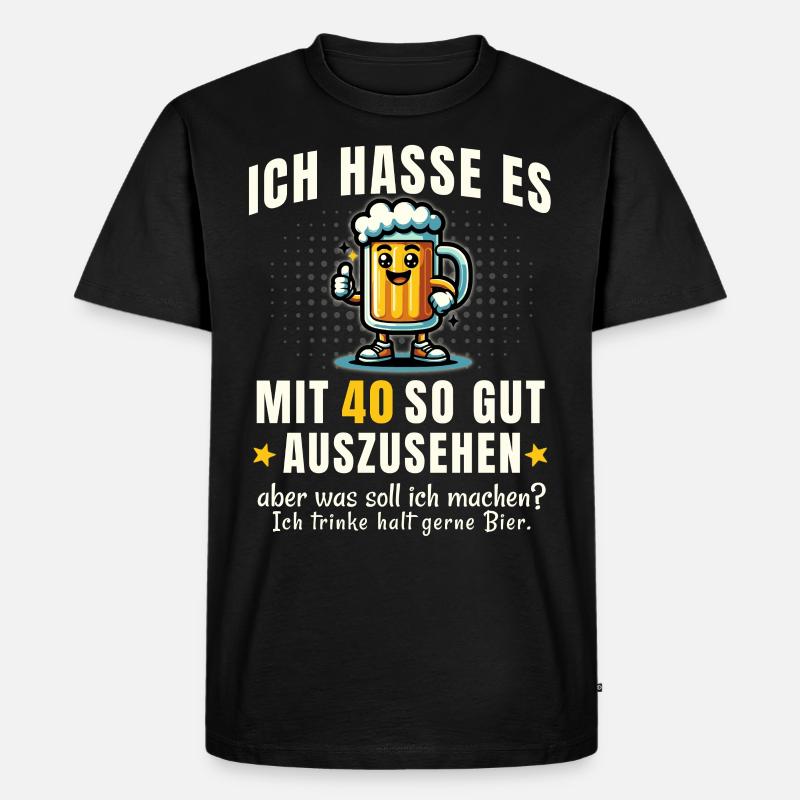 40 & Bier – Witziger Spruch - Männer Premium Bio T-Shirt - Schwarz