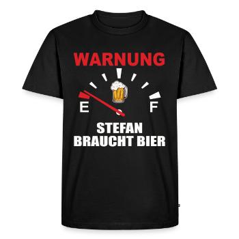 Warning – Stefan needs beer! - Men's Premium Organic T-Shirt - black - Front - Nico (187cm)