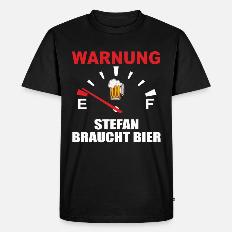 Warnung – Stefan braucht Bier! - Männer Premium Bio T-Shirt - Schwarz