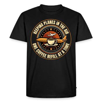 Contrôleur de la circulation aérienne Café ATC Aviation Humour - T-shirt Premium bio Homme - noir - Devant - Nico (187cm)