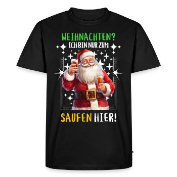 Christmas Claus Beer Drinking Alcohol - Men's Premium Organic T-Shirt - black - Front - Nico (187cm)