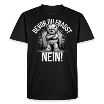 Bevor Du fragst.. Nein! Dämliche Fragen. Bär Gothi - Männer Premium Bio T-Shirt - Schwarz - Vorne - Nico (187cm)