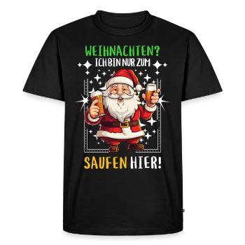 Christmas Claus Beer Drinking Alcohol - Men's Premium Organic T-Shirt - black - Front - Nico (187cm)