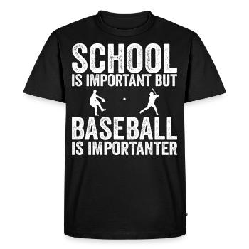School is important but baseball is importanter - Men's Premium Organic T-Shirt - black - Front - Nico (187cm)