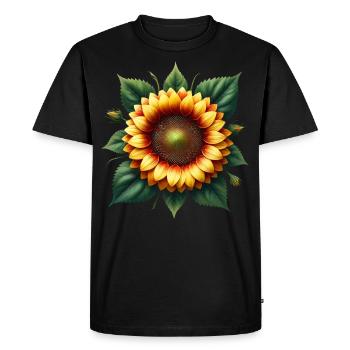Tournesol jaune fleur vrille fleur floral floral - T-shirt Premium bio Homme - noir - Devant - Nico (187cm)