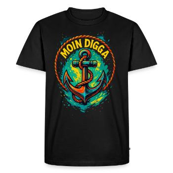 Moin Digga Hambourg Ancre Mer Baltique Mer du Nord - T-shirt Premium bio Homme - noir - Devant - Nico (187cm)