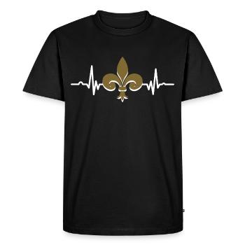 Fleur de Lis Lys Battement de Coeur - T-shirt Premium bio Homme - noir - Devant - Nico (187cm)