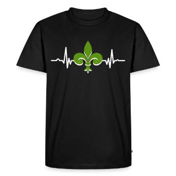 Fleur de Lis Lys Battement de Coeur - T-shirt Premium bio Homme - noir - Devant - Nico (187cm)
