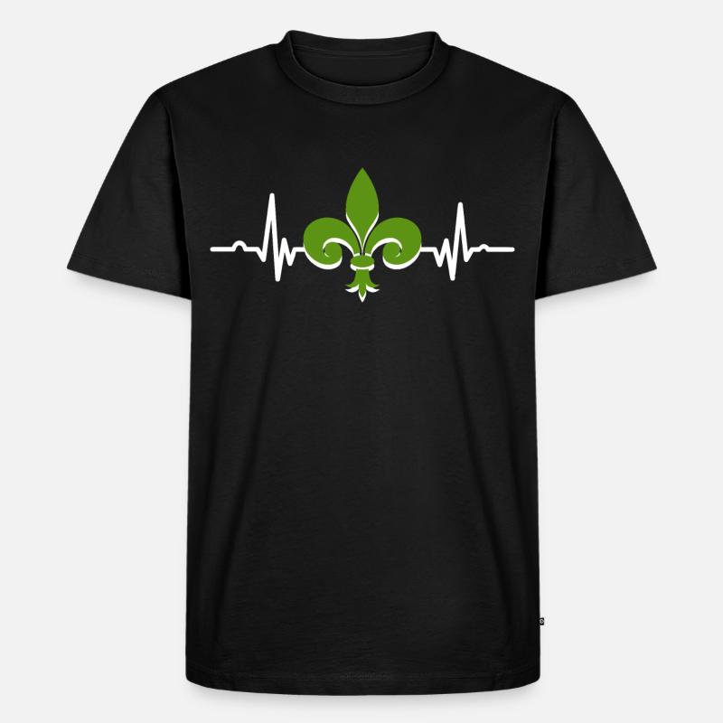 Fleur de Lis Lys Herzschlag - Männer Premium Bio T-Shirt - Schwarz