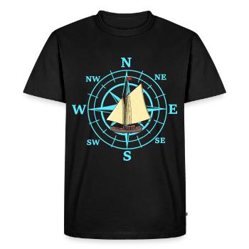 Boussole voilier navire navire Navires Voyage - T-shirt Premium bio Homme - noir - Devant - Nico (187cm)