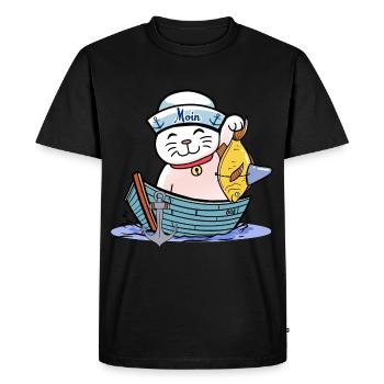 maritime, chat, chats, marin, Moin, pêcheur, - T-shirt Premium bio Homme - noir - Devant - Nico (187cm)