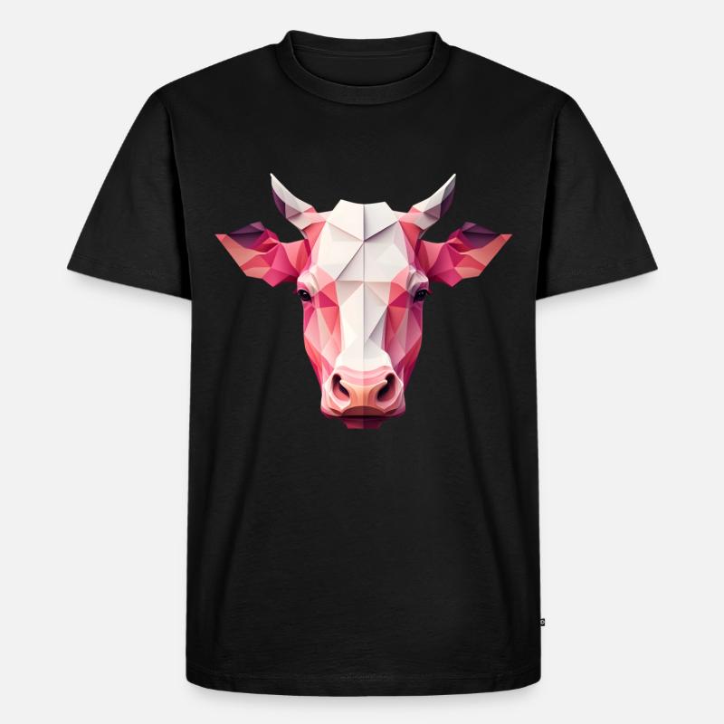 Ein eckiger rosa Kuhkopf - Männer Premium Bio T-Shirt - Schwarz