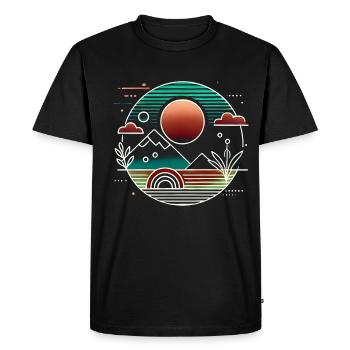 Coucher de soleil comme si l’IA le faisait - T-shirt Premium bio Homme - noir - Devant - Nico (187cm)