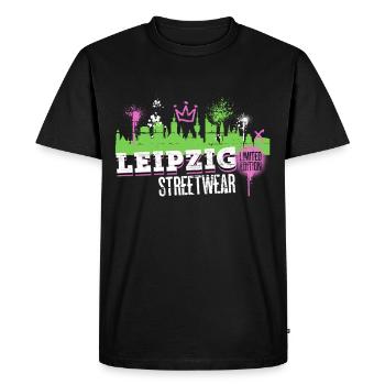 Leipzig Skyline City Allemagne Graffiti Art - T-shirt Premium bio Homme - noir - Devant - Nico (187cm)
