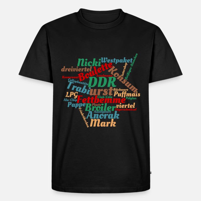 DDR Ostalgie Wörtersammlung - Männer Premium Bio T-Shirt - Schwarz