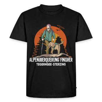 Alpenüberquerung Finisher Tegernsee Sterzing - Männer Premium Bio T-Shirt - Schwarz - Vorne - Nico (187cm)
