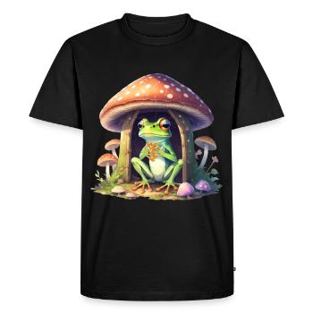 Grenouille dans le champignon - T-shirt Premium bio Homme - noir - Devant - Nico (187cm)