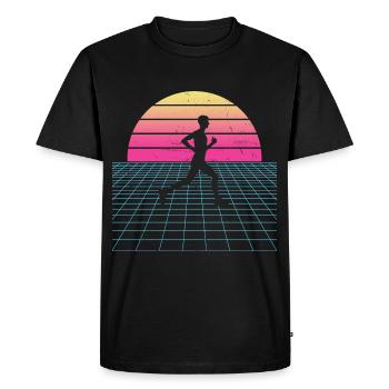 Course, Jogging, Femme, Fitness, Course à pied, Course à pied - T-shirt Premium bio Homme - noir - Devant - Nico (187cm)