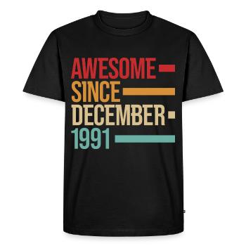 Né génial depuis décembre 1991 - T-shirt Premium bio Homme - noir - Devant - Nico (187cm)